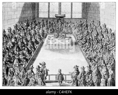 La Chambre des communes à l'époque du Roi Charles I ; noir et blanc Illustration ; Banque D'Images
