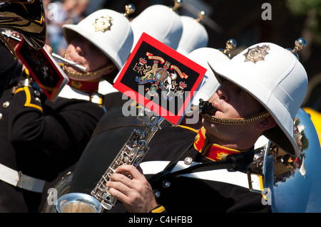 Concert en plein air par Ses Majestés les Musiques des Royal Marines au Musée à Eastney, Portsmouth, Hampshire, Royaume-Uni Banque D'Images