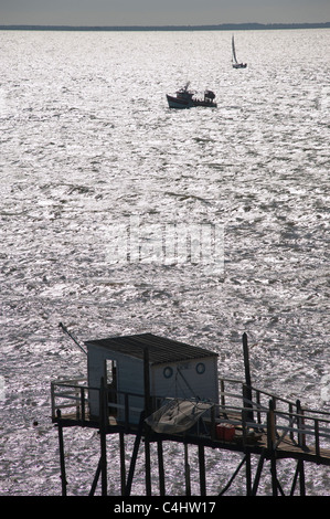 Carrelet et estuaire de la Gironde Banque D'Images