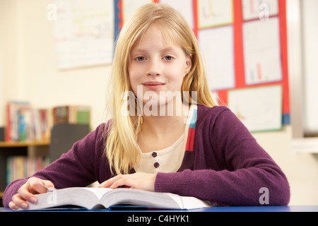 Lycéenne Studying in Classroom Banque D'Images