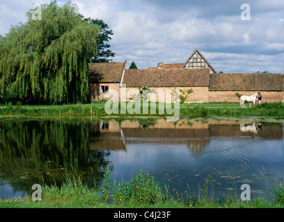 Étang sur le village vert, Frampton sur Severn, Gloucestershire, Royaume-Uni Banque D'Images