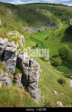 Voir en haut Lathkill Dale dans le Derbyshire Peak District Banque D'Images