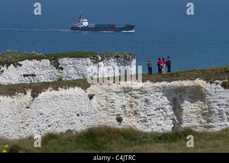 Falaises de craie près de Old Harry Rocks sur la côte du Dorset. À l'île de Purbeck, Dorset, UK. Banque D'Images