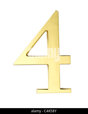 Or métallique numéro quatre 4 Banque D'Images