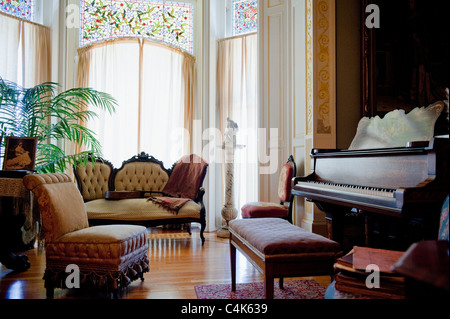 Les intérieurs de Craigdarroch Castle à Victoria, en Colombie-Britannique, est un quartier historique, maison Châteauesque l'époque victorienne. Banque D'Images