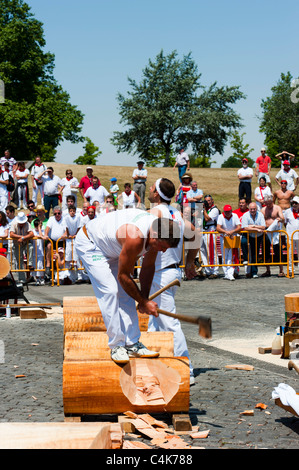 Sports de la 'Plaza de Los Fueros" (tribunaux Square), San Fermín street-fête, Pamplona, Navarra (Navarre), l'Espagne, l'Europe. Banque D'Images