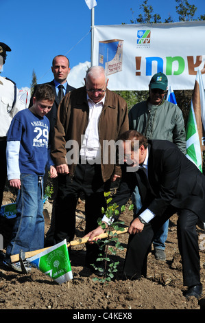 Reuven Rivlin' 'Rubi (né le 9 septembre 1939) Le président de la Knesset plante un arbre Banque D'Images
