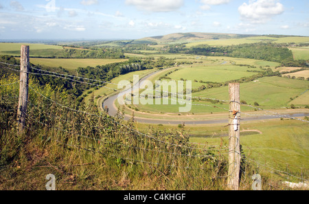 Cuckmere rivière serpente et plaine de Firle Grenouille à grande et plus, près de 1 156 km, East Sussex, Angleterre Banque D'Images