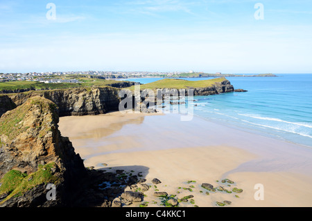 Whipsiderry plage à Newquay en Cornouailles, Royaume-Uni Banque D'Images