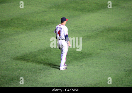 Atlanta, Géorgie - 16 juin 2011 : Joe Mather de l'équipe de baseball des Braves d'Atlanta. Banque D'Images