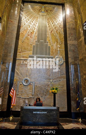 L'intérieur du hall de l'Empire State Building, New York, Manhattan, USA Banque D'Images