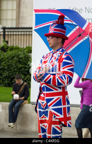 Homme vêtu comme un Union Jack à Londres Banque D'Images