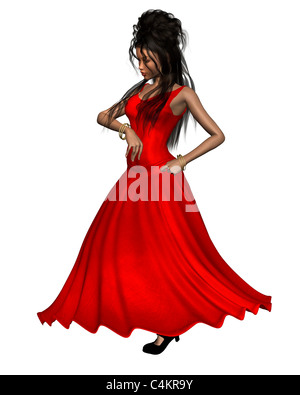 Jeune danseuse de flamenco espagnol en robe rouge Banque D'Images