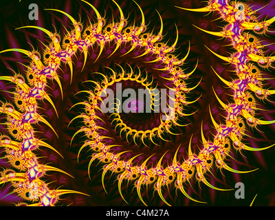 Une spirale Centipede hérissés créé à l'aide du programme de fractales ChaosPro Banque D'Images