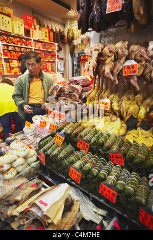 Shopping pour les gens de la viande séchée, Causeway Bay, Hong Kong, Chine Banque D'Images