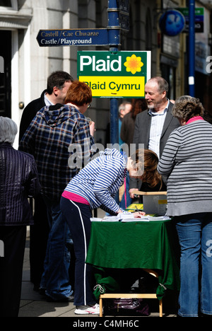 Promouvoir le parti politique de blocage, Plaid Cymru, Aberystwyth, Pays de Galles Banque D'Images