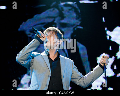 Les membres du groupe A-HA sur le concert à Budapest, Hongrie, 2010.07.14 Banque D'Images