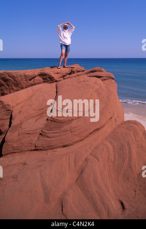 Iles de la Madeleine (la Madeleine), Québec, Canada - falaises de grès du Dune du Sud (Sud), Dune Ile du Havre-aux-Maisons Banque D'Images