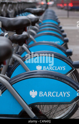 Droit de location de bicyclettes à Londres dans le cadre du cycle hire scheme du maire Banque D'Images