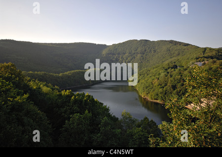 Urftarm des Obersees, Blick von der Urftstaumauer. Banque D'Images