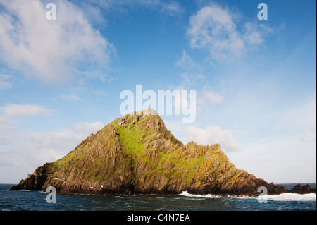 L'île de Skellig Michael, site du patrimoine mondial Site : 6ème siècle retraite monastique, comté de Kerry, Irlande Banque D'Images