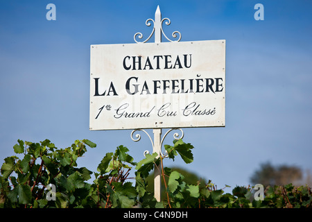 Au Château La Gaffeliere vignes, 1er Grand Cru Classe, à St Emilion à Bordeaux Wine region de France Banque D'Images