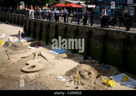 Sculptures de sable à gabriels wharf Southwark London England Banque D'Images