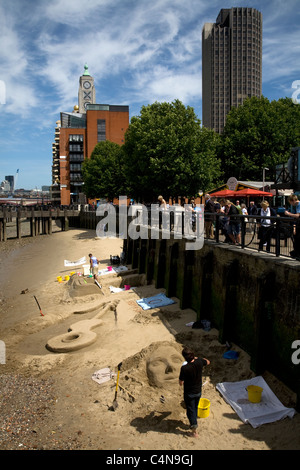 Sculptures de sable à gabriels wharf Southwark London England Banque D'Images