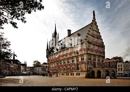 Stadhuis Gouda ou de ville immeuble patrimonial sur Grote Markt Banque D'Images