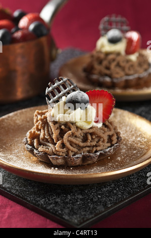 Dessert vermicelles de marron Banque D'Images