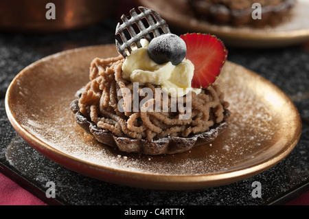 Dessert vermicelles de marron Banque D'Images