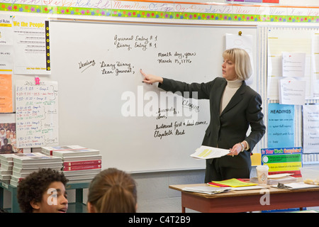 8e année d'arts du langage de classe Banque D'Images