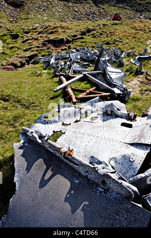 La Seconde Guerre mondiale canadienne épave avion de guerre sur Waun Molly87, parc national de Brecon Beacons, le Pays de Galles Banque D'Images