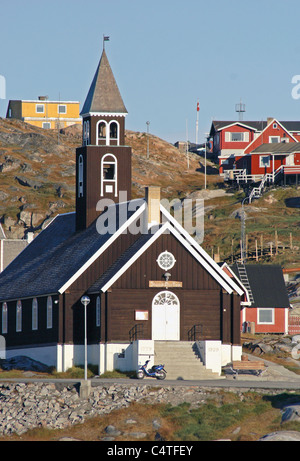 À l'église de la ville d'Ilulissat (également connu sous le nom de Glacier Jakobshavn) sur la côte ouest du Groenland. Banque D'Images