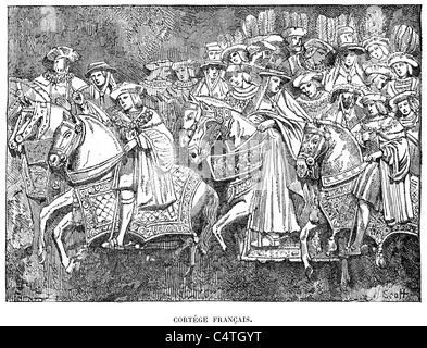 Cortège de de Francais 1er roi de France sur le domaine de l'étoffe d'or en 1520 Banque D'Images