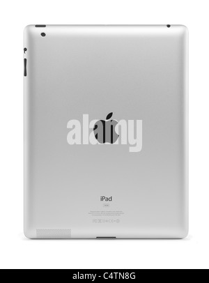 Apple iPad 2 vue arrière de l'ordinateur tablette. With clipping path isolé sur fond blanc. Banque D'Images