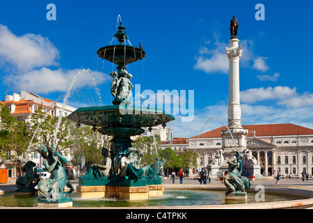 L'Europe, Portugal, Lisbonne, la Place Rossio Banque D'Images