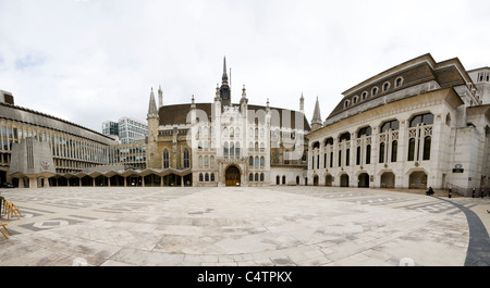 / Panorama vue panoramique de la Guildhall Grand Hall, centre ; Cour Aldermens / aile ouest (L) ; Art Gallery (R). Ville de London Banque D'Images