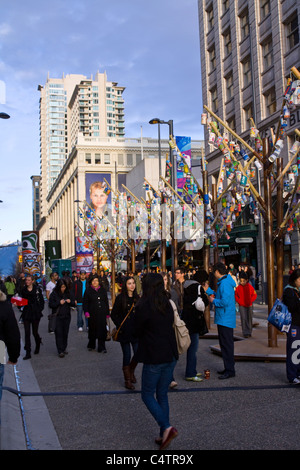 Art extérieur coloré le long de la rue Granville pendant les Jeux Olympiques d'hiver de 2010, Vancouver, Canada Banque D'Images