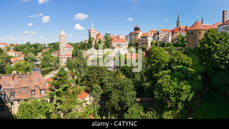 Panorama de Bautzen, Budysin, Budysyn Budziszyn, Dresde, région, l'Est de la Saxe, Haute-lusace, Allemagne Banque D'Images