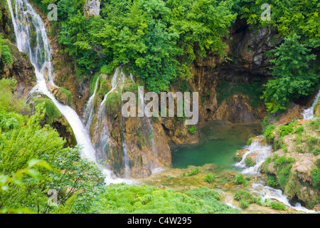 Cascades, Plitvicka Jezera, le parc national des Lacs de Plitvice, Croatie, Lika-Senj Banque D'Images