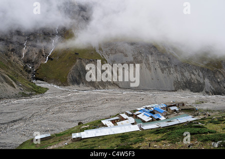 Thorung Phedi Village, de l'Annapurna Conservation Area, Gandaki, Pashchimanchal, Népal Banque D'Images