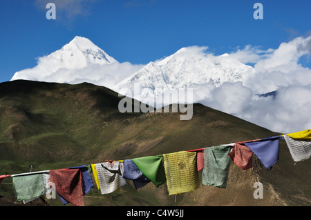 Dhaulagiri Himal vue depuis la vallée de Muktinath, de l'Annapurna Conservation Area, Mustang, District de Dhawalagiri, Pashchimanchal, Népal Banque D'Images