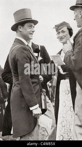 Le Prince de Galles, futur roi Édouard VIII, lors de courses d'Ascot avec Wallis Simpson en 1935. Banque D'Images