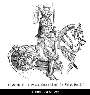 Le roi François I de France en armure de plaque complète à cheval Banque D'Images