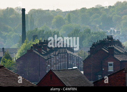 Un paysage urbain des poteries dans le logement d'usine Middleport, Stoke-on-Trent, Staffordshire, Angleterre. Banque D'Images