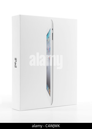 Apple iPad 2 l'emballage du produit. Boîtier isolé sur fond blanc. Banque D'Images