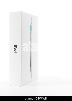 Apple iPad 2 l'emballage du produit. Boîtier isolé sur fond blanc. Banque D'Images