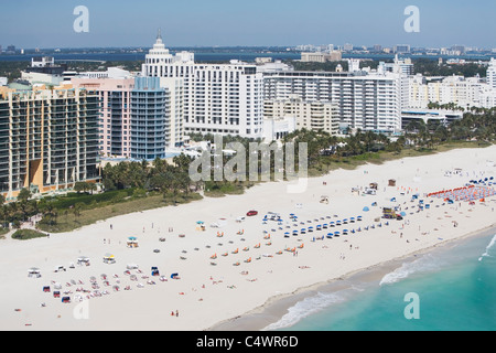 USA,Floride,Miami,vue aérienne de la plage de sable Banque D'Images