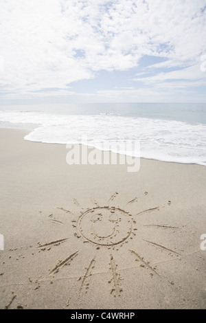 USA, Massachusetts, bien dessiné sur la plage de sable Banque D'Images